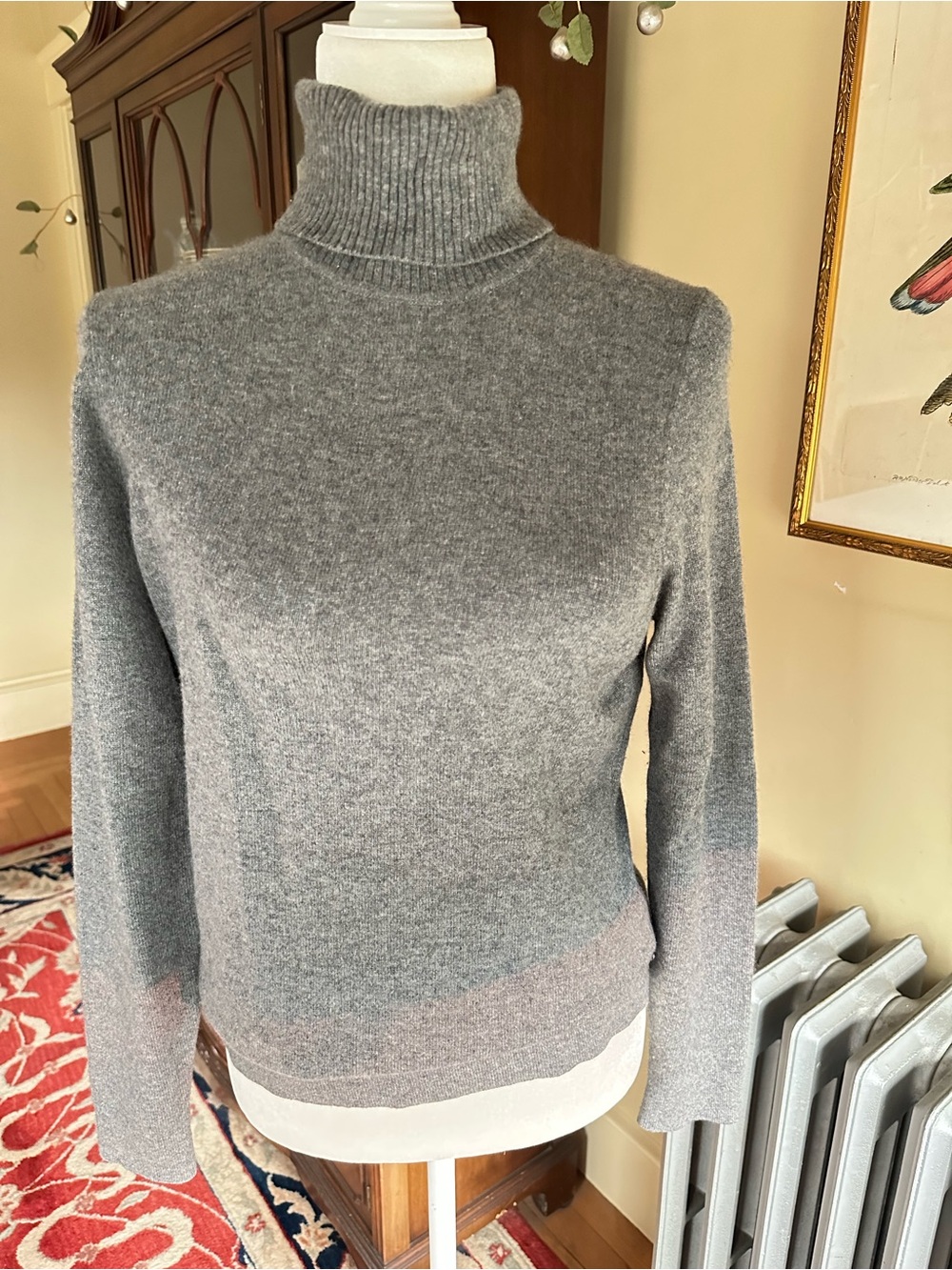 Ann Taylor 100% Cashmere Turtleneck Sweater Gray Medium Classic Quiet Luxury